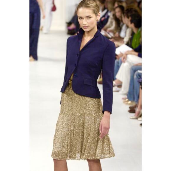 Ralph Lauren Collection Sequin Embellished Skirt Gold Runway Party Formal $5K 8 - Picture 4 of 15